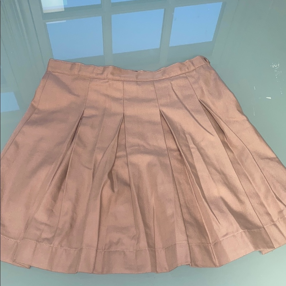 Pleated Tan Uniform Skirt (I think this was hemmed)